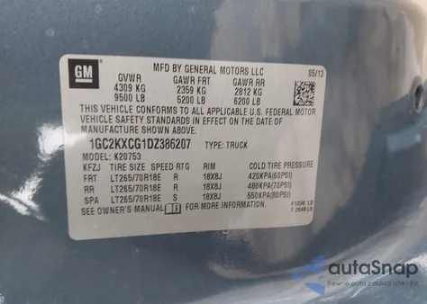 2013 Chevrolet Silverado 2500Hd Lt from USA, damaged, VIN 1GC2KXCG1DZ386207